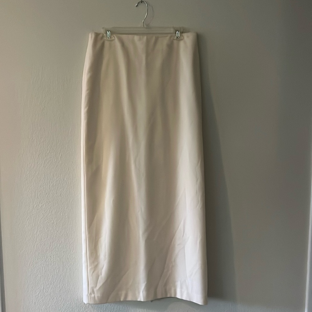 Cream Long Pencil Skirt